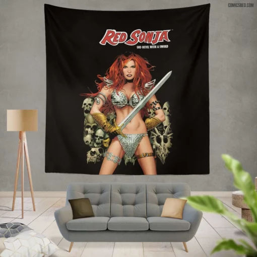 Red Sonja Hyrkanian Adventures Comic Wall Tapestry