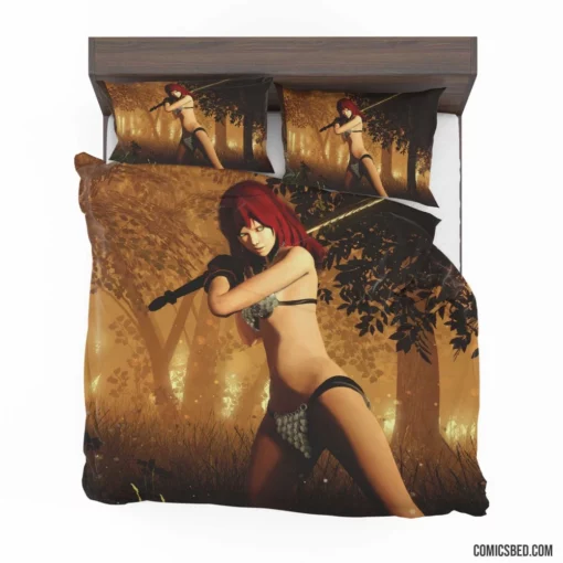 Red Sonja Sword-Wielding Hero Comic Bedding Set 1