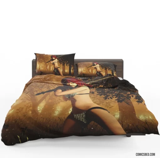 Red Sonja Sword-Wielding Hero Comic Bedding Set