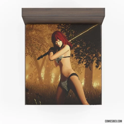 Red Sonja Sword-Wielding Hero Comic Fitted Sheet 1