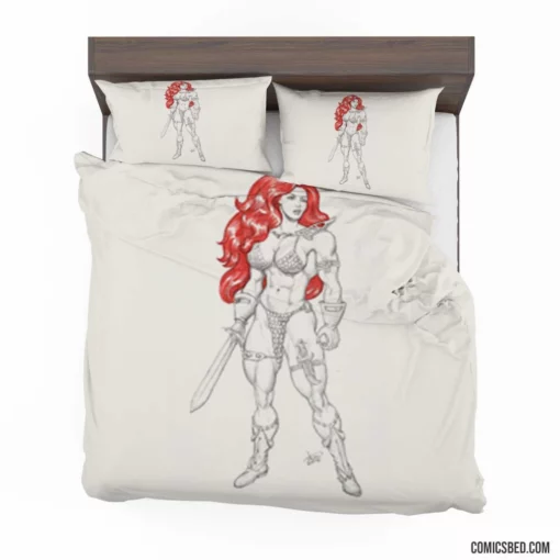 Red Sonja Sword-Wielding Heroine Comic Bedding Set 1