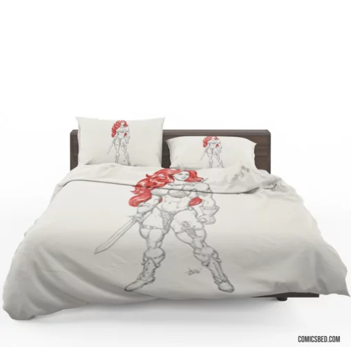 Red Sonja Sword-Wielding Heroine Comic Bedding Set