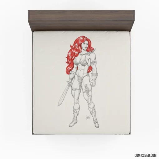 Red Sonja Sword-Wielding Heroine Comic Fitted Sheet 1