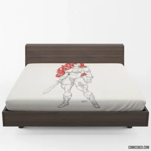 Red Sonja Sword-Wielding Heroine Comic Fitted Sheet