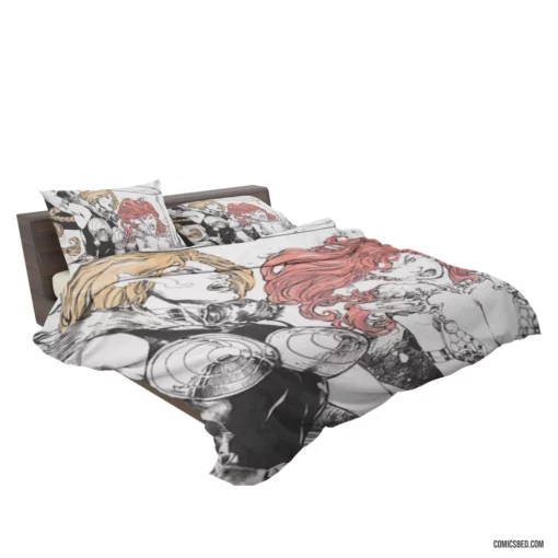 Red Sonja & Valkyrie Collage Dynamic Duo Feats Comic Bedding Set 2