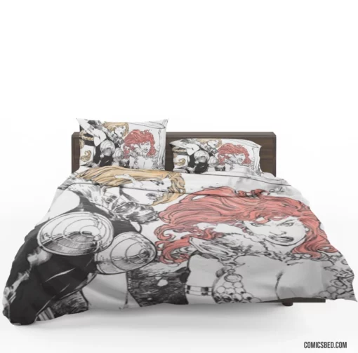 Red Sonja & Valkyrie Collage Dynamic Duo Feats Comic Bedding Set