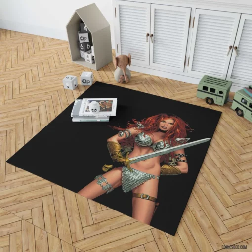 Red Sonja Warrior Saga Unfolds Comic Rug 1