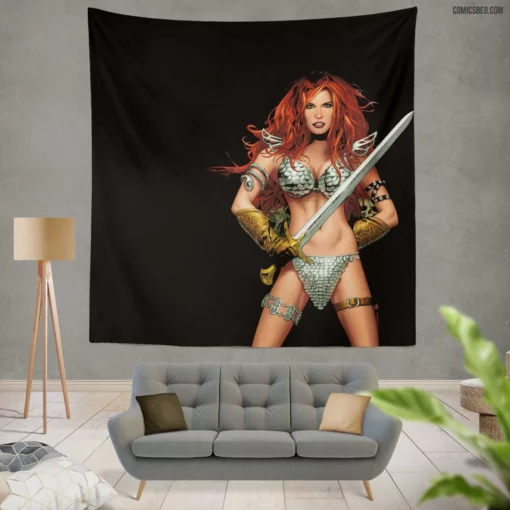 Red Sonja Warrior Saga Unfolds Comic Wall Tapestry