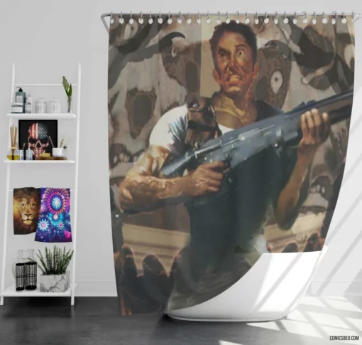 Resident Evil Chris Redfield Comic Shower Curtain