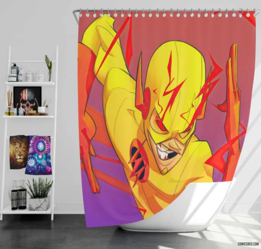 Reverse-Flash DC Speedster Comic Shower Curtain