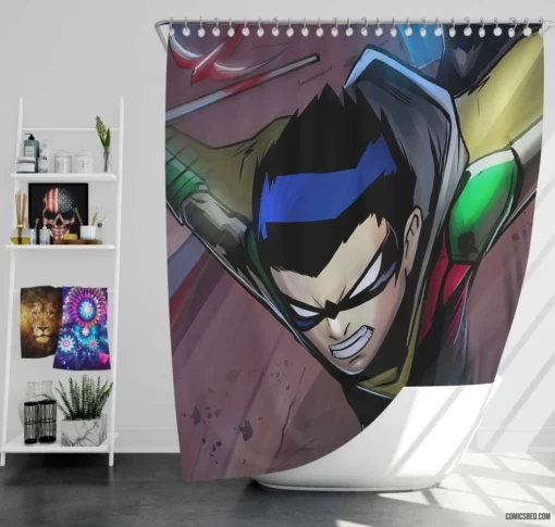 Robin Damian Wayne DC Sidekick Comic Shower Curtain