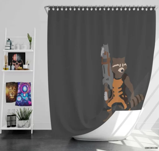 Rocket Raccoon Guardians Of The Galaxy Comic Shower Curtain