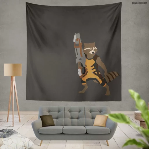 Rocket Raccoon Guardians Of The Galaxy Comic Wall Tapestry