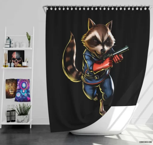 Rocket Raccoon Space Bandit Comic Shower Curtain