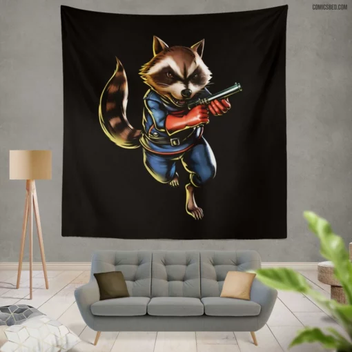 Rocket Raccoon Space Bandit Comic Wall Tapestry