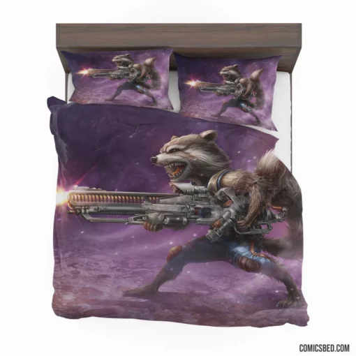 Rocket Raccoon Weapon Marvel Guardian Comic Bedding Set 1