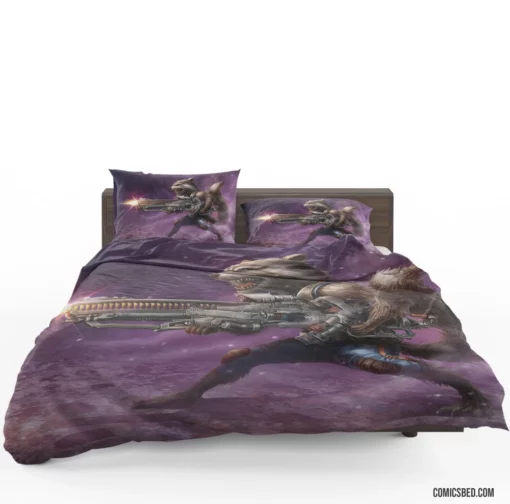 Rocket Raccoon Weapon Marvel Guardian Comic Bedding Set