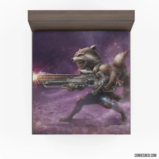 Rocket Raccoon Weapon Marvel Guardian Comic Fitted Sheet 1