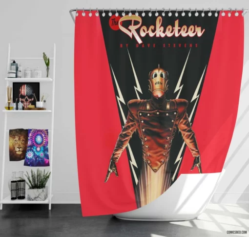 Rocketeer Jetpack Avenger Comic Shower Curtain