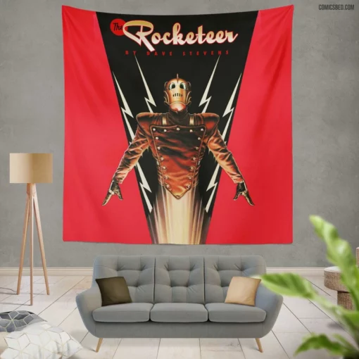 Rocketeer Jetpack Avenger Comic Wall Tapestry