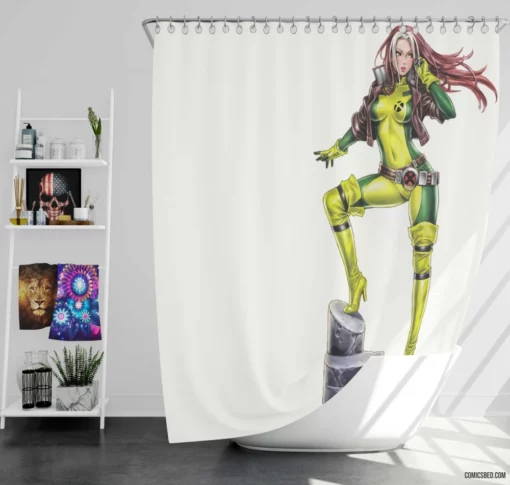 Rogue Marvelous Adventures X-Men Heroine Comic Shower Curtain