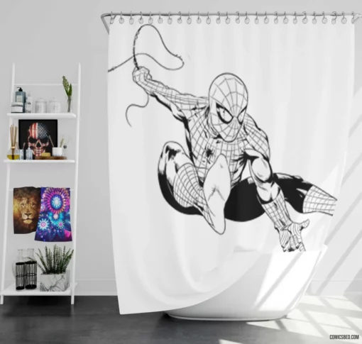 SPIDEY Friendly Spider-Man Hero Comic Shower Curtain