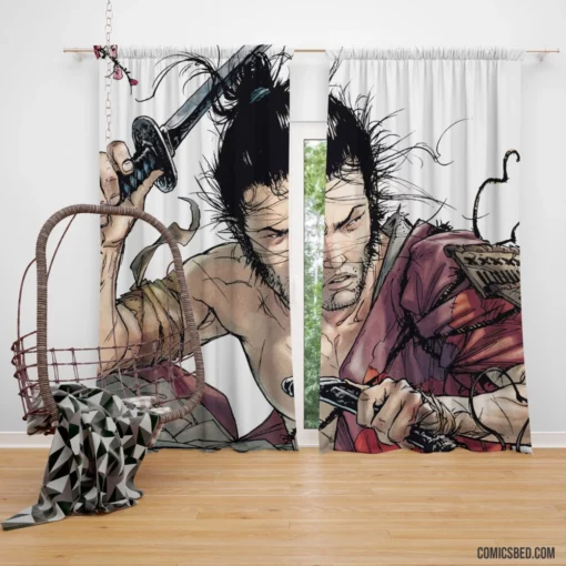 Samurai Feudal Blade Warrior Comic Curtain