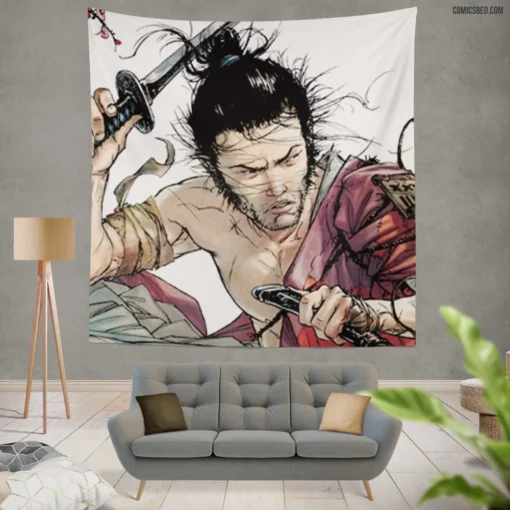 Samurai Feudal Blade Warrior Comic Wall Tapestry