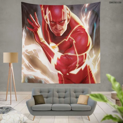 Scarlet Speedster Unleashed Flash Chronicles Comic Wall Tapestry