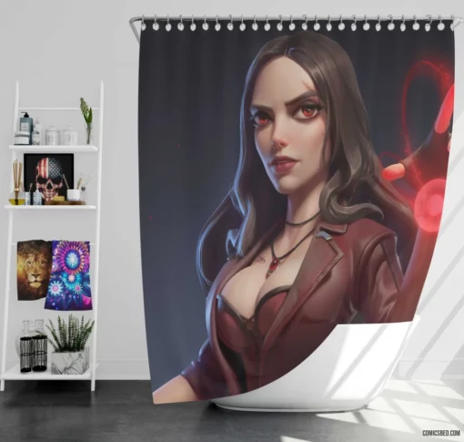 Scarlet Witch Marvel Sorceress Comic Shower Curtain