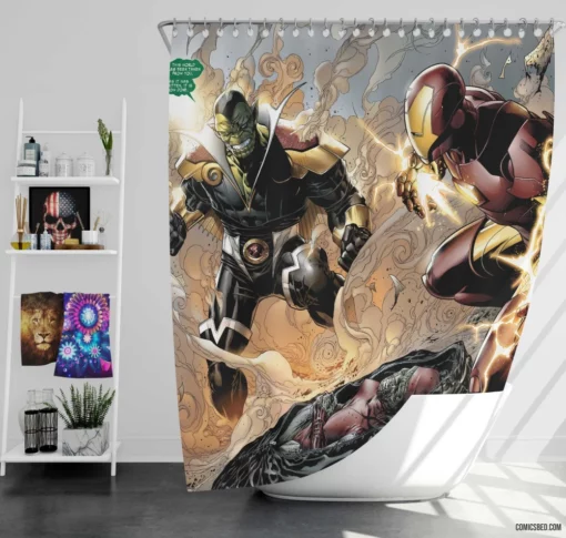 Secret Invasion Iron Man Skrull Deception Comic Shower Curtain