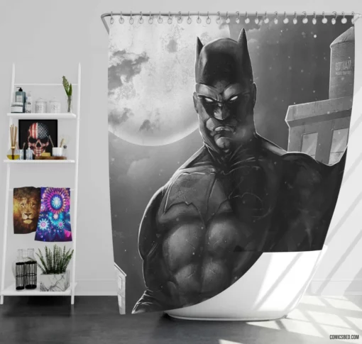 Shadows Over Arkham Batman Confrontation Comic Shower Curtain