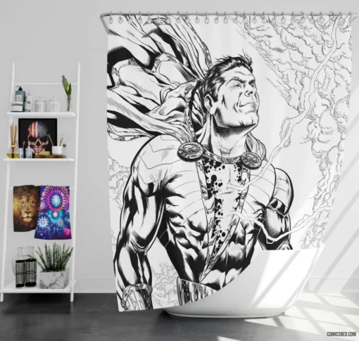 Shazam! Captain Marvel Magical Hero Comic Shower Curtain