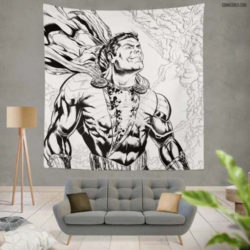 Shazam! Captain Marvel Magical Hero Comic Wall Tapestry