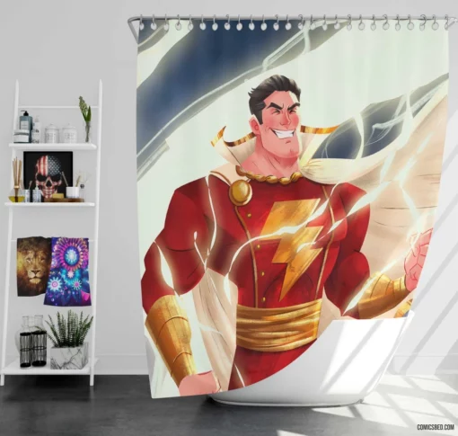 Shazam Chronicles Heroic Lightning Strikes Comic Shower Curtain