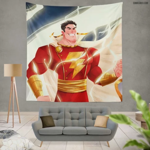 Shazam Chronicles Heroic Lightning Strikes Comic Wall Tapestry