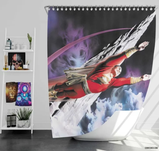 Shazam DC Thunderous Hero Comic Shower Curtain