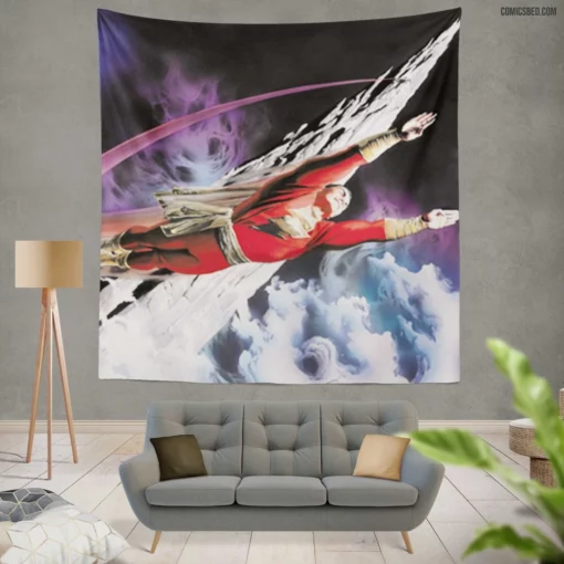 Shazam DC Thunderous Hero Comic Wall Tapestry