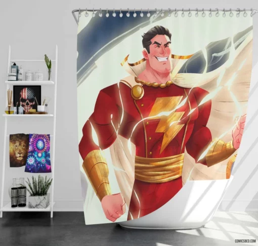 Shazam! Marvel Electrifying Hero Comic Shower Curtain