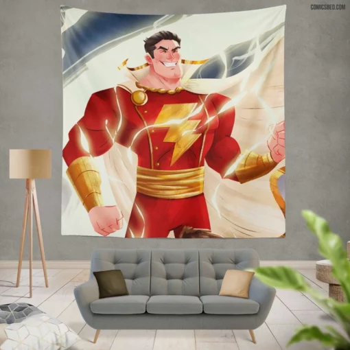 Shazam! Marvel Electrifying Hero Comic Wall Tapestry