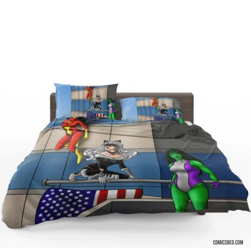 She Hulk Black Cat Spider-Woman Marvel Comic Bedding Set