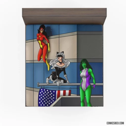 She Hulk Black Cat Spider-Woman Marvel Comic Fitted Sheet 1