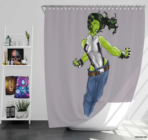 She-Hulk Chronicles Green Vigilante Revealed Comic Shower Curtain