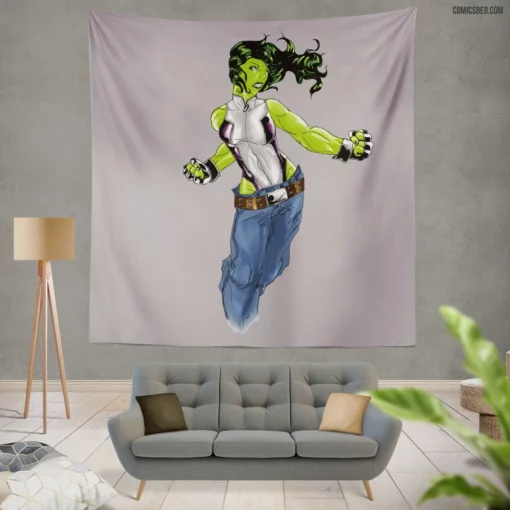 She-Hulk Chronicles Green Vigilante Revealed Comic Wall Tapestry