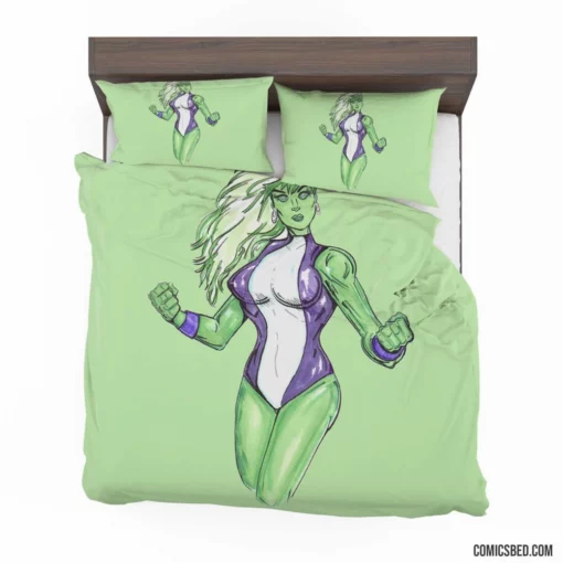 She-Hulk Gamma-Powered Avenger Comic Bedding Set 1