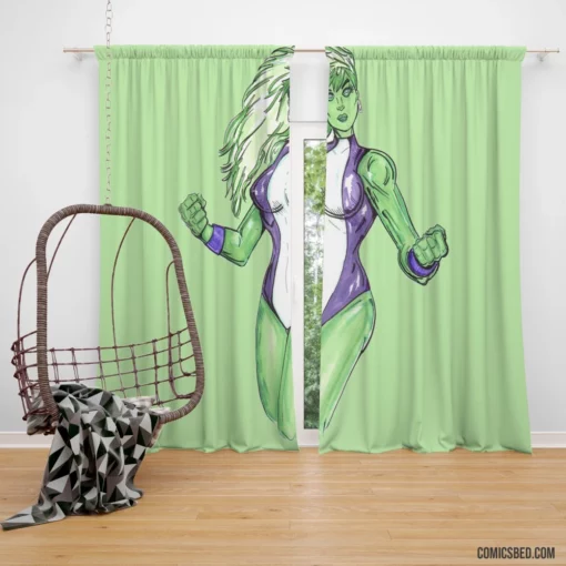 She-Hulk Gamma-Powered Avenger Comic Curtain