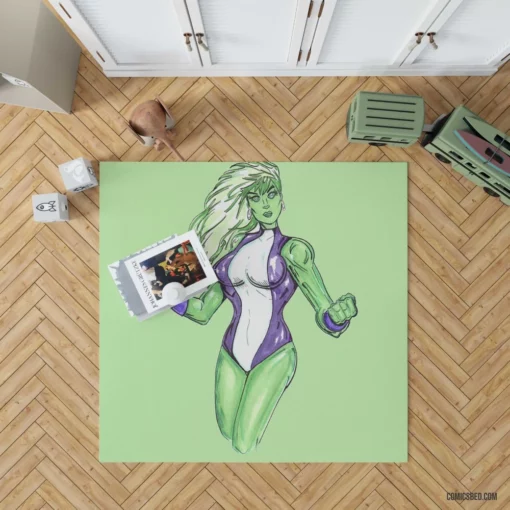 She-Hulk Gamma-Powered Avenger Comic Rug