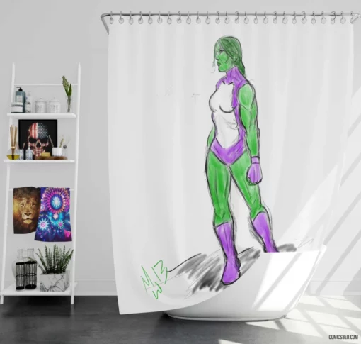 She-Hulk Legal Avenger Comic Shower Curtain