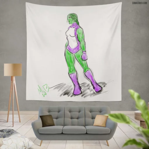 She-Hulk Legal Avenger Comic Wall Tapestry