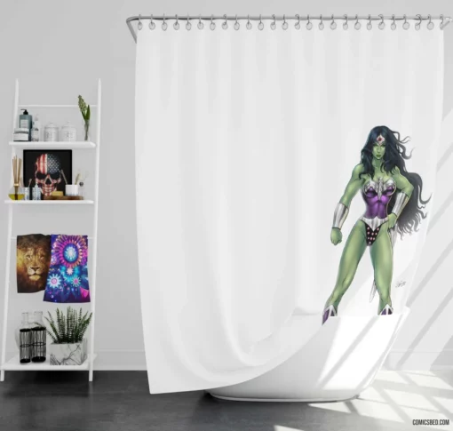 She-Hulk Marvel Green Powerhouse Comic Shower Curtain